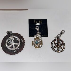 F.A.I.T.H. Cross and Peace Sign Charms Charmers Bling Necklaces Keychains